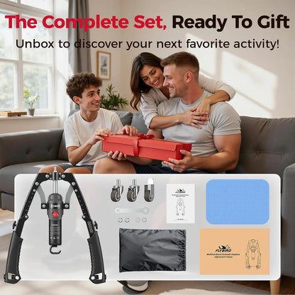 FLYBIRD 3-In-1 Hydraulic Chest Twister & Arm Trainer: Adjustable 22-440Lbs Core Trainer with Ab Roller Wheel - Home Gym Strength Training Equipment, Full Body Workout Accessory (Pad & Bag Incl.) for Men Women#Summervibes Summervibes,