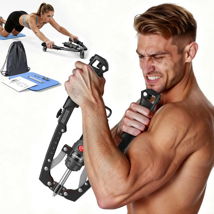 FLYBIRD 3-In-1 Hydraulic Chest Twister & Arm Trainer: Adjustable 22-440Lbs Core Trainer with Ab Roller Wheel - Home Gym Strength Training Equipment, Full Body Workout Accessory (Pad & Bag Incl.) for Men Women#Summervibes Summervibes,