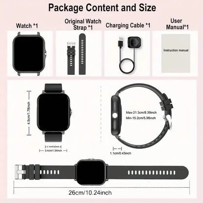 Smart Watch for Men & Women, 1.83" Touch Screen Wearable Fitness Tracker, Workout Activity & Step Monitor, Message Notifications, Multiple Sports Modes, IP68 Waterproof, Compatible with Ios & Android Devices